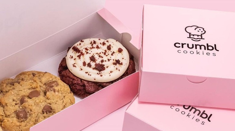 box of Crumbl cookies