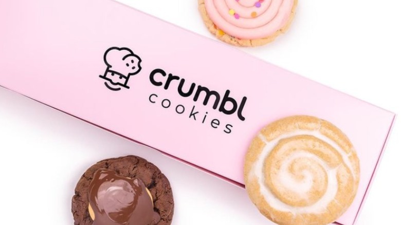 Crumbl cookies and box