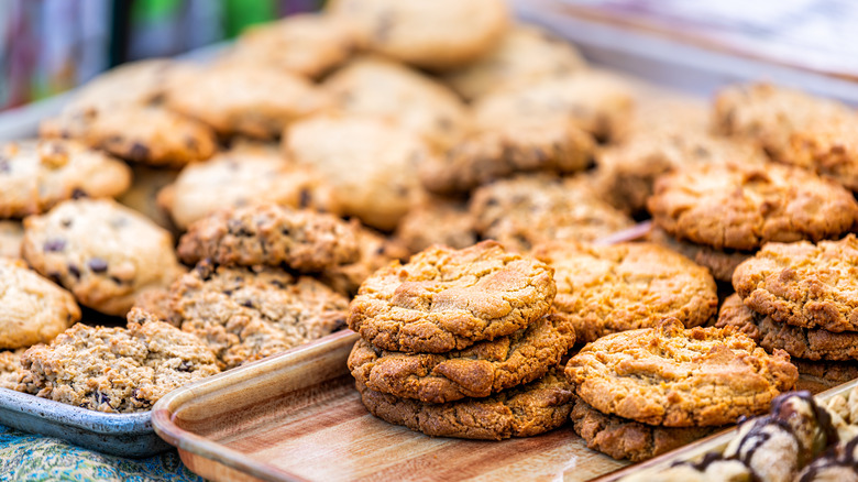 Cookies on a brown tray