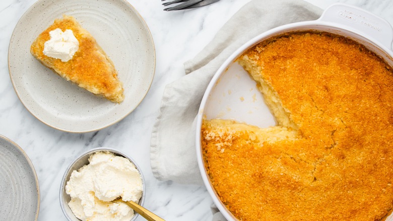 coconut pie on plate 