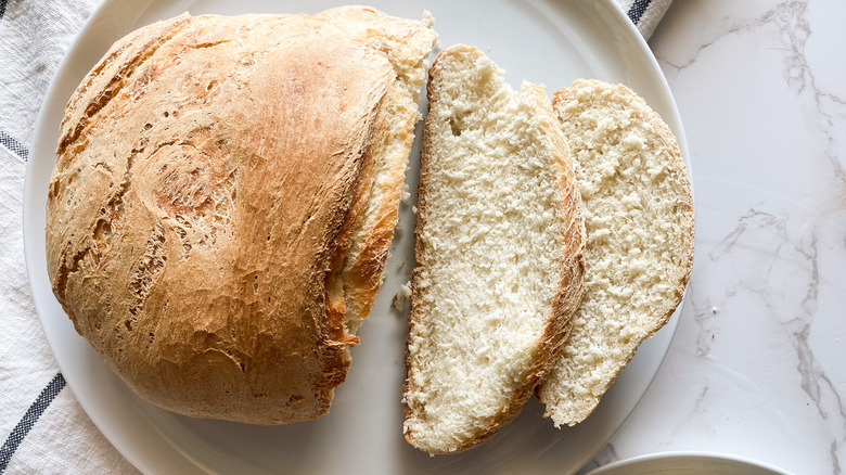 A loaf of bread on a plate