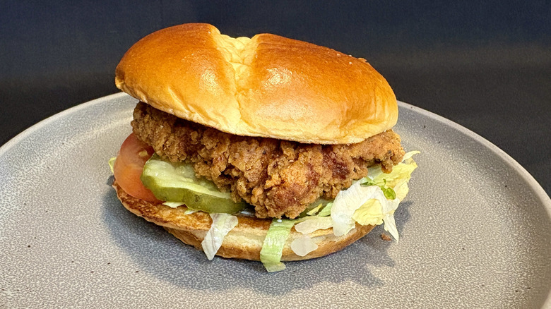 Culver's Spicy Chicken sandwich on plate