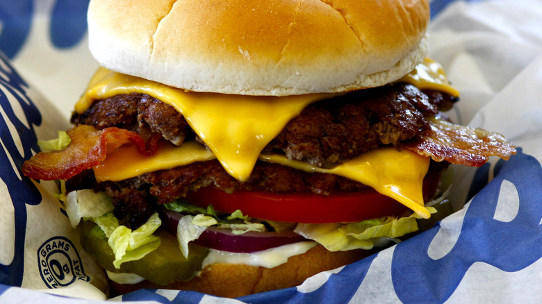 A Culver's double Butterburger ready to eat