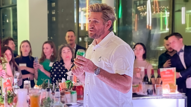 Chef Curtis Stone speaking at Waterloo Sparkling Water launch