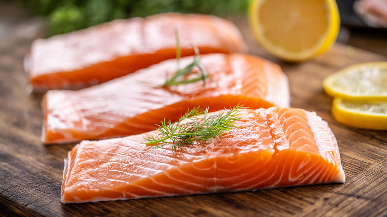 raw salmon fillets
