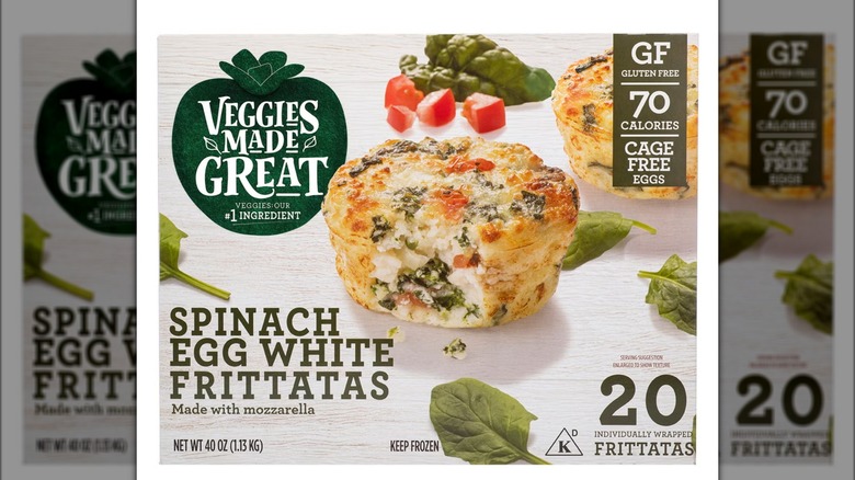 Box of egg white, cheese, and spinach frittatas.