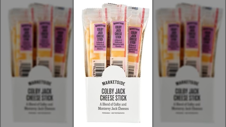 Individually wrapped colby jack cheese stick snacks.