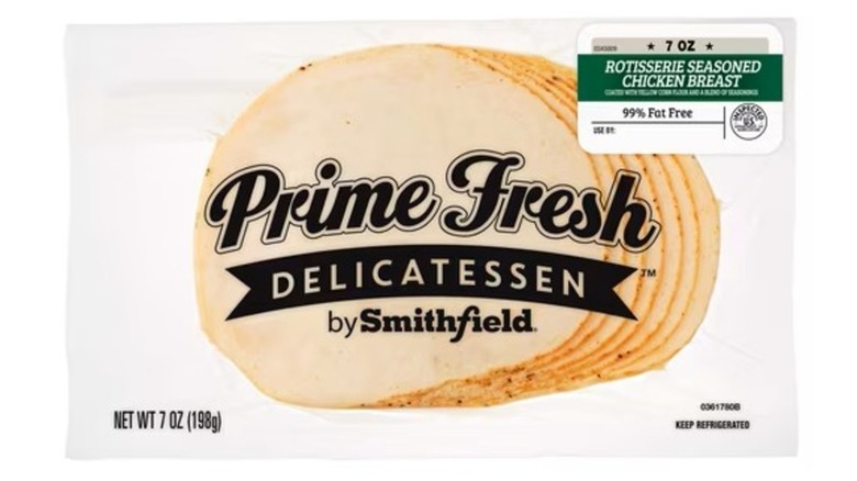 Pack of seasoned rotisserie chicken breast.