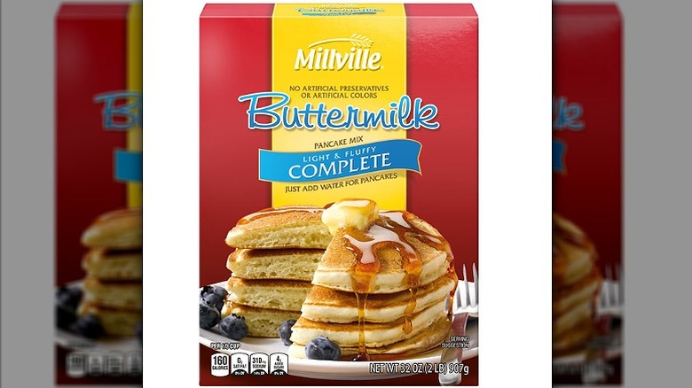 A box of Millville Complete Buttermilk Pancake & Waffle Mix