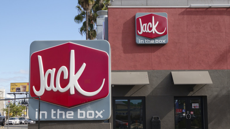 Jack in the Box signage is positioned outside one of the chain's locations.