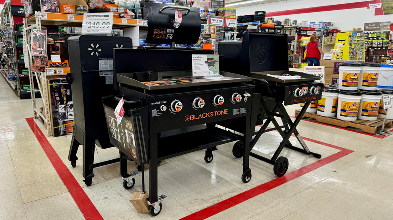 Blackstone grills on display inside a retail store