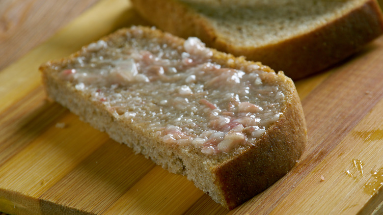 schmaltz spread on a piece of bread