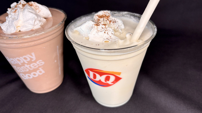 one vanilla and one chocolate Dairy Queen shake