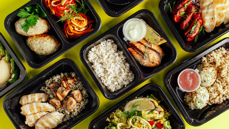 Various foods in containers