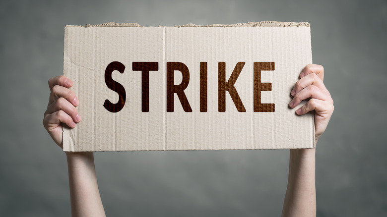 Sign saying strike