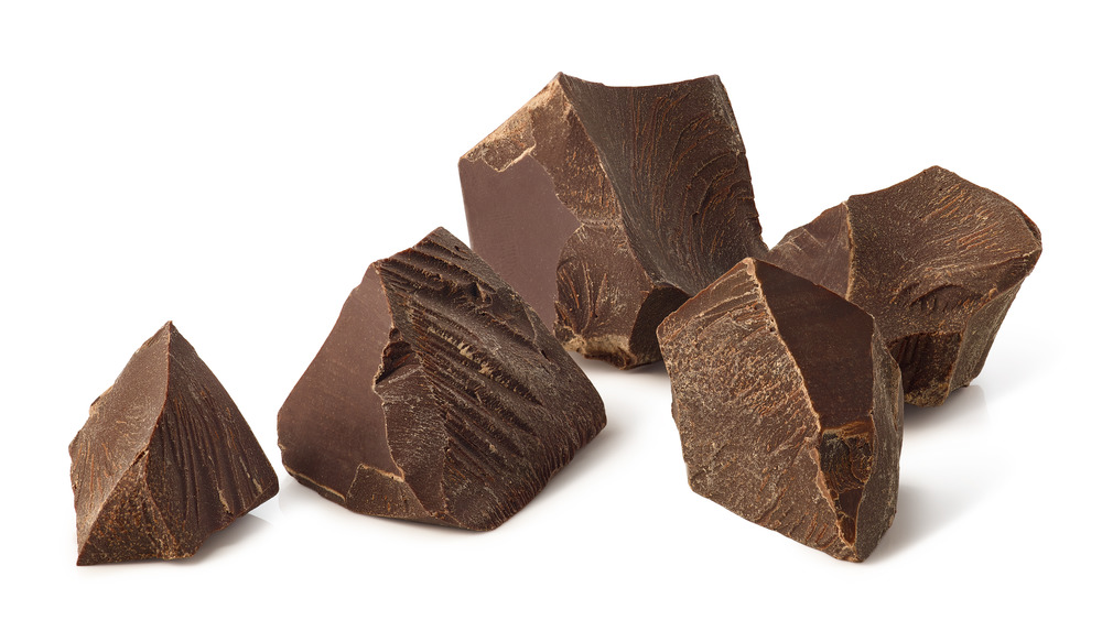 Broken pieces of dark chocolate