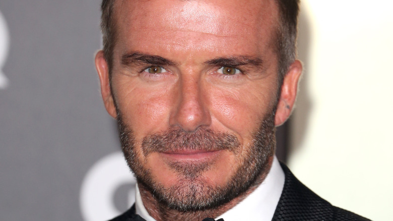 close up of david beckham's face