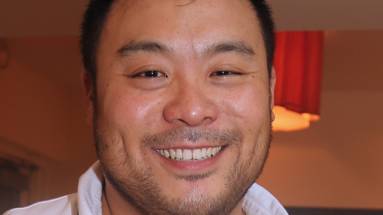 Closeup of chef David Chang smiling