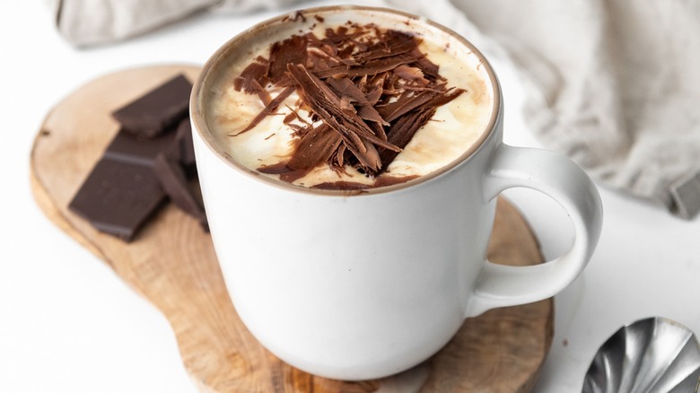 hot chocolate in white mug