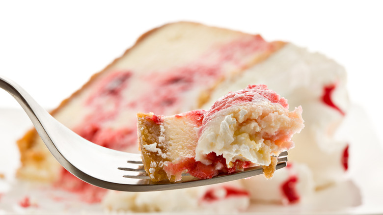 forkful of strawberry cake