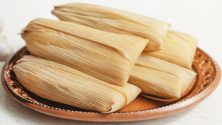 Mexican tamales on plate