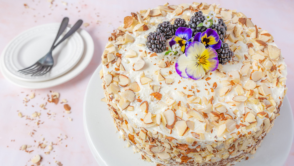 almond cake decorated with almonds