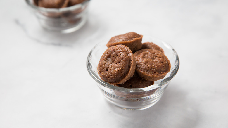 chocolate pancake bites on table