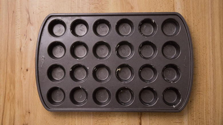 mini muffin tin on table