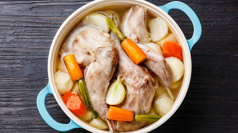 Rabbit stew with carrots and potatoes