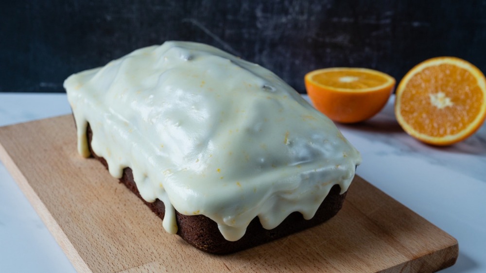 Orange chocolate loaf cake with icing