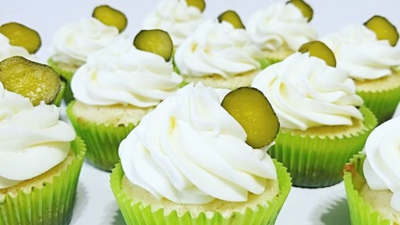 pickle cupcakes with frosting