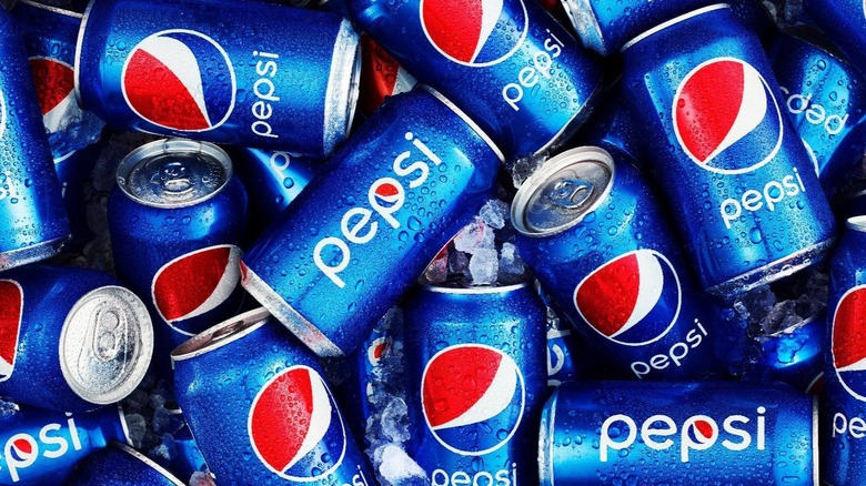 blue cans of Pepsi