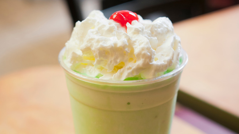 Top of a green milkshake