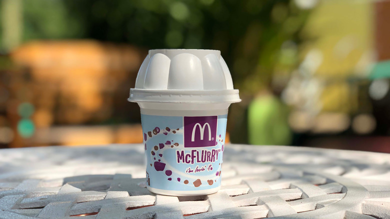 McFlurry container on outdoor table