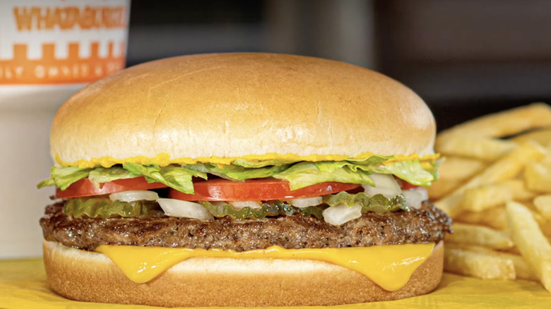 Whataburger burger with toppings 