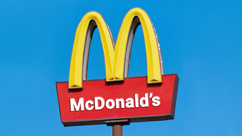 McDonald's sign in front of blue sky