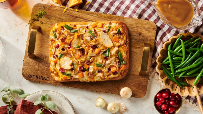 DiGiorno Thanksgiving pizza on board