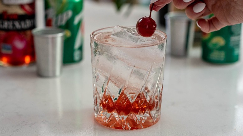 dirty shirley with cherry garnish