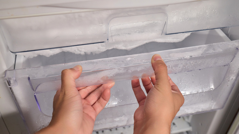Closeup of moisture in freezer
