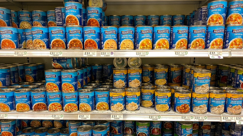 Shelves of Progresso soup
