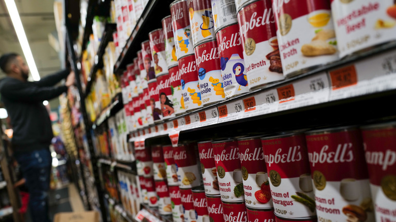 Campbell's soup cans on shelf