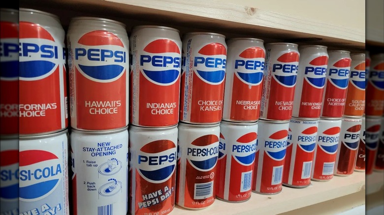 Antique cans of Pepsi
