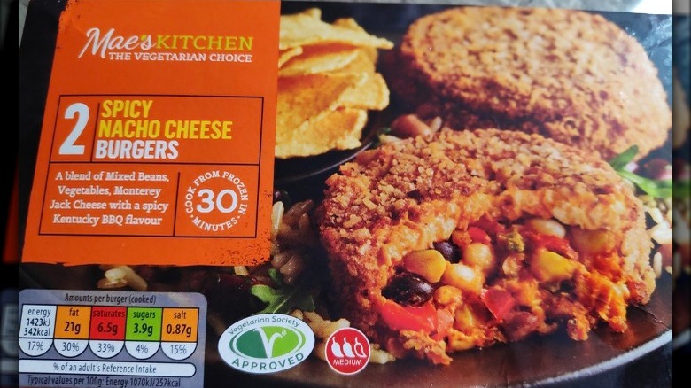 Box of Mae's Kitchen Spicy Nacho Cheese Burgers