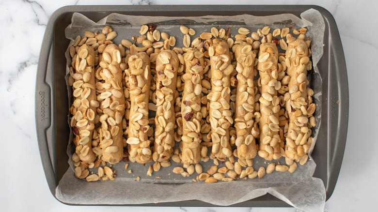 peanuts and strips in dish