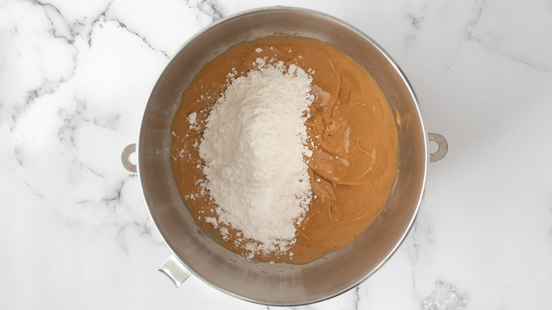 peanut butter mixture with sugar in bowl