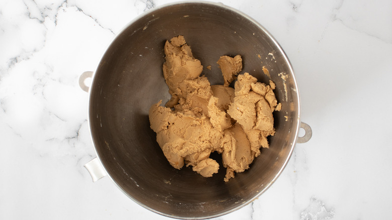 thick peanut butter mixture in bowl