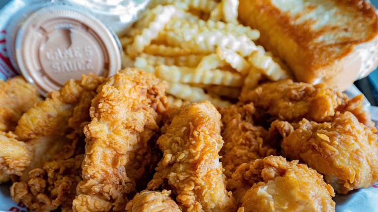 Raising Cane's chicken strips meal and sides