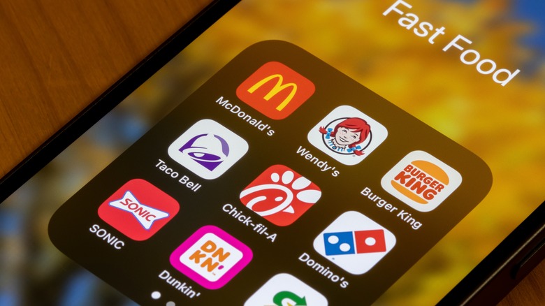 Fast food apps on a phone