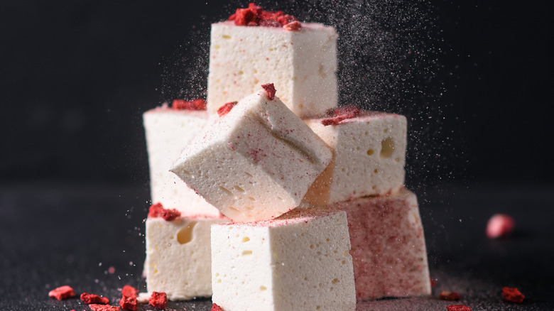 Pink homemade marshmallows
