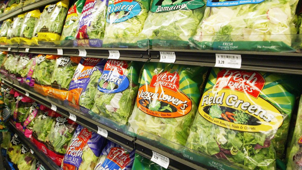 Bagged salad at the supermarket